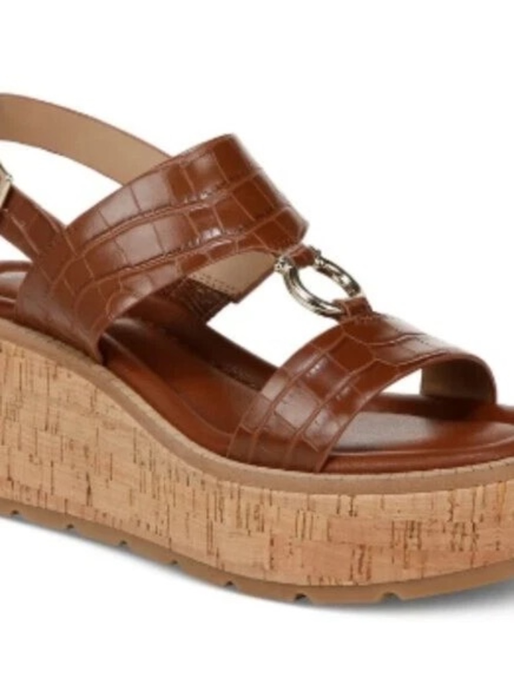 Giani Bernini Brown Croc-Embossed Platform Slingback Sandals Size 8.5